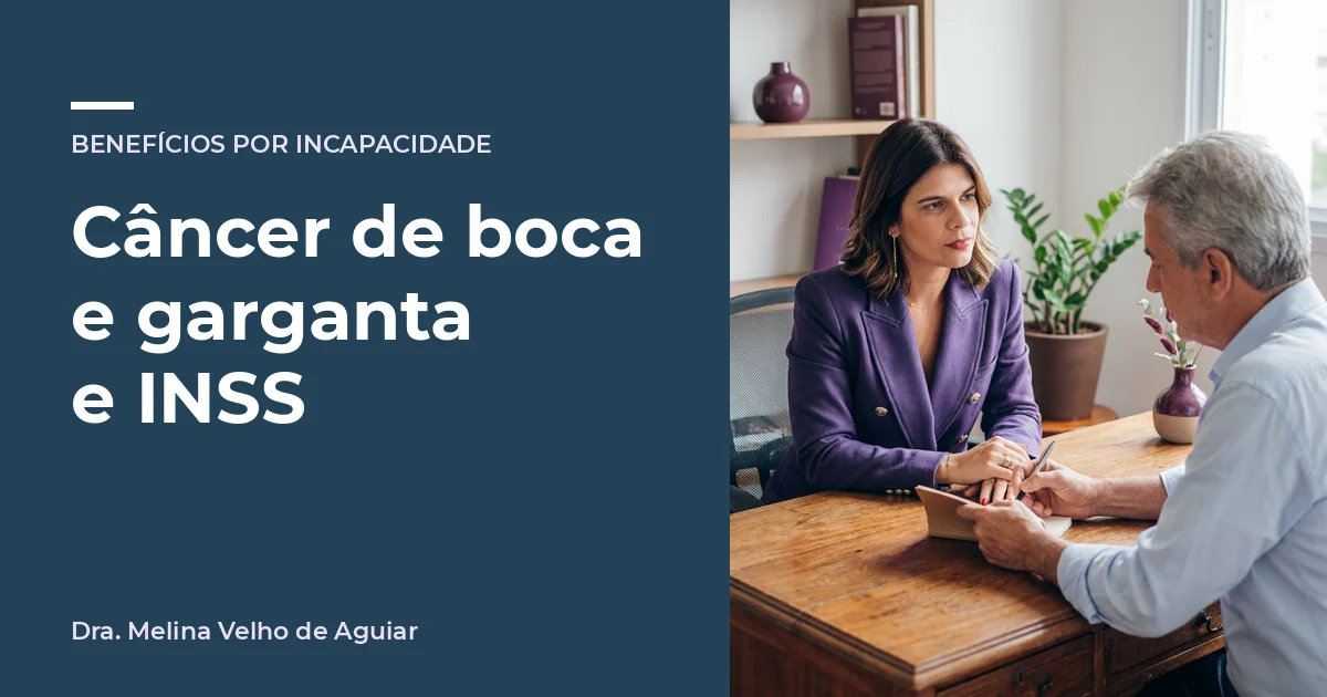 Câncer de boca e garganta e INSS. A advogada Melina Velho de Aguiar com um homem de uns 60 anos que escreve em vez de falar.