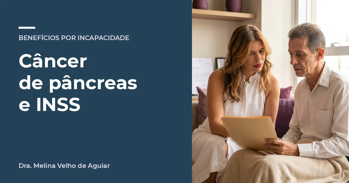 Câncer de pâncreas e INSS. A advogada Melina Velho de Aguiar com uma pessoa de uns 60 anos, abatida.